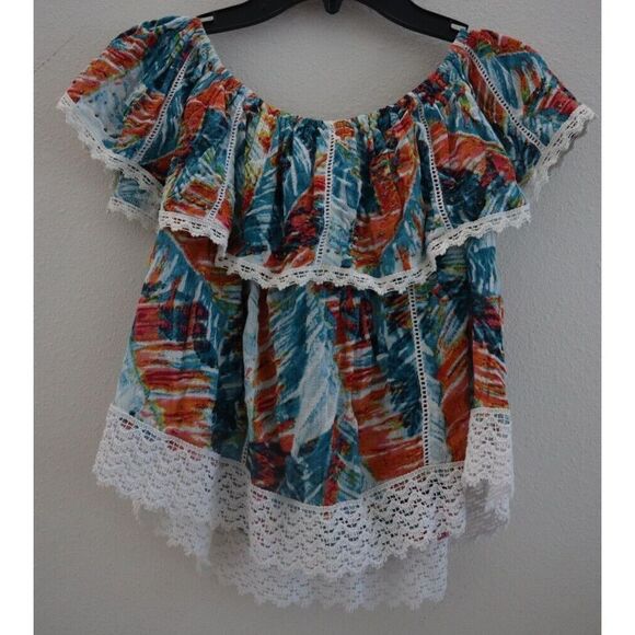 Anthropologie RAGA Women's Sz S Turquoise Paradise Peak Crop Top - Picture 2 of 5